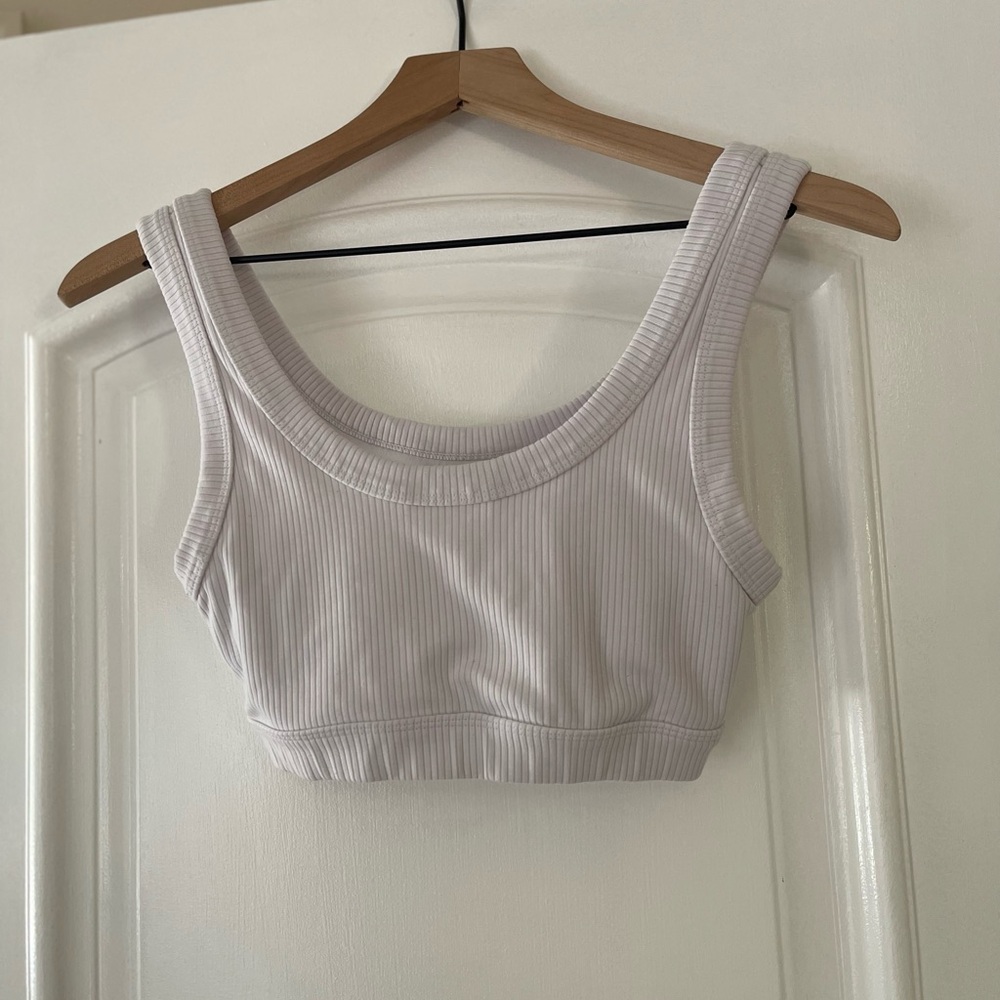 Ribbed White sports bra